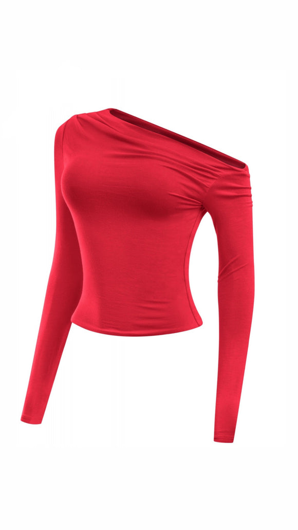 Cynthia Top (Red) Off-Shoulder