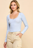 Aileen Long Sleeve Top (Light Blue)