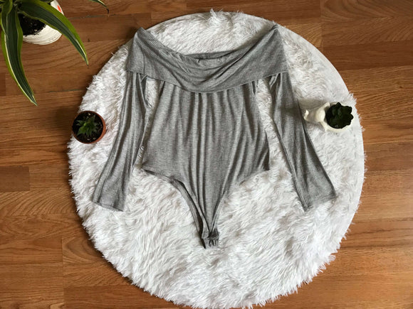 Gray Off-Shoulder Bodysuit